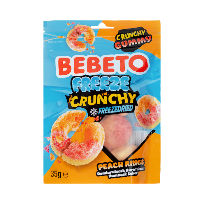 Bebeto Freeze Crunchy Peach Rings Candy (35g)