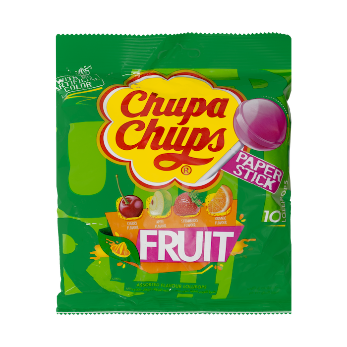 Chupa Chups Paper Stick 10 Lollipops Fruit (120g)