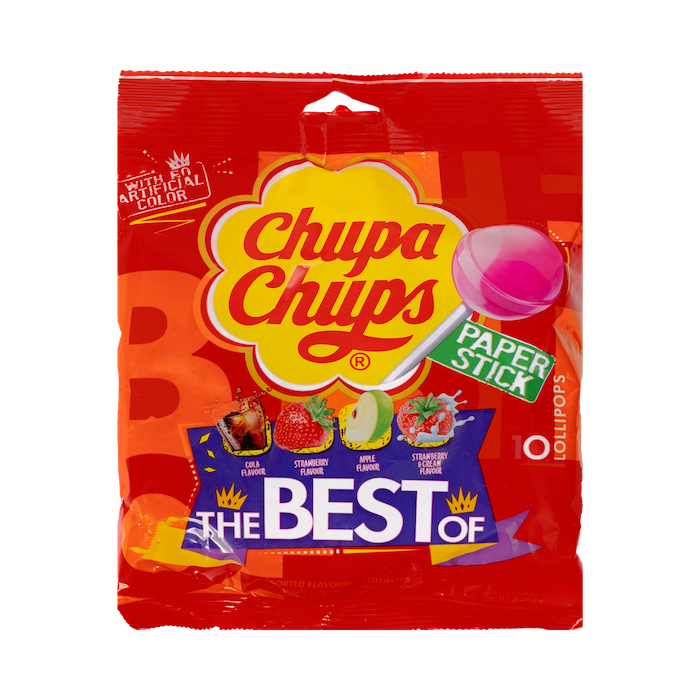 Chupa Chups Paper Stick 10 Lollipops The Best of (120g)