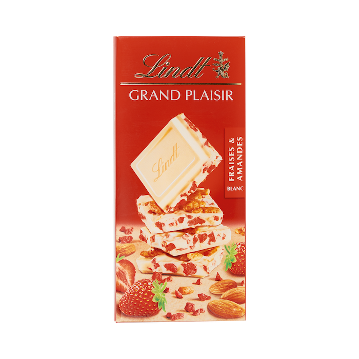 Lindt Grand Plaisir White Choclate with Strawberry Almonds (150g)