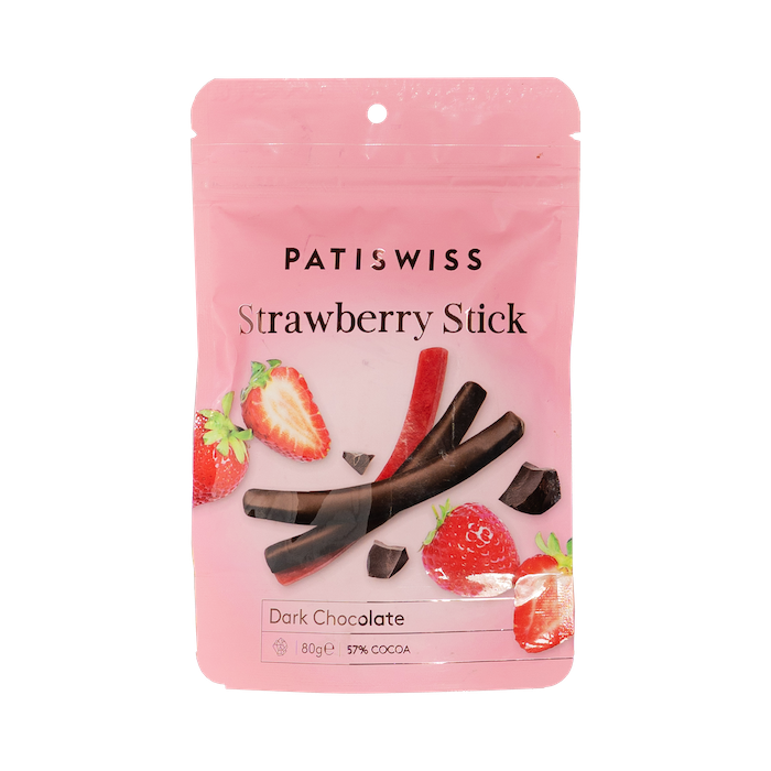 Patiswiss Strawberry Stick Dark Chocolate Candy (80g)