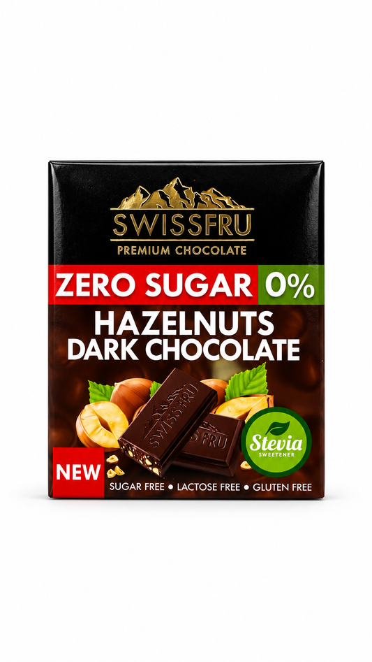 SWISS FRU Hazelnuts Dark Chocolate ZERO SUGAR 0% (40g)