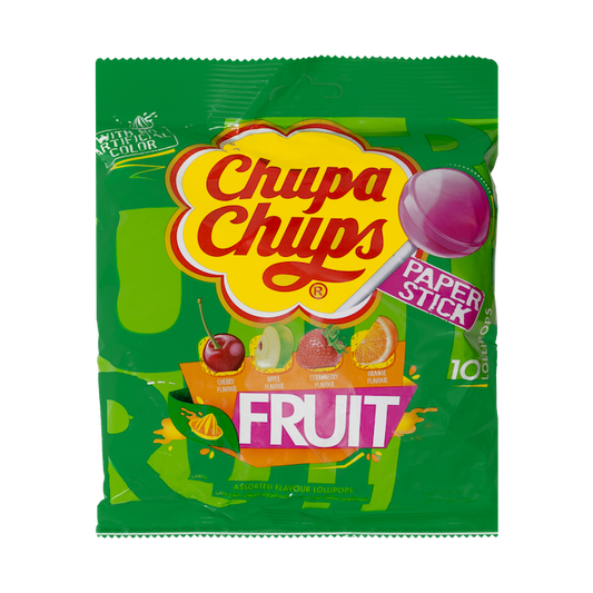 Chupa Chups Paper Stick 10 Lollipops Fruit (120g)