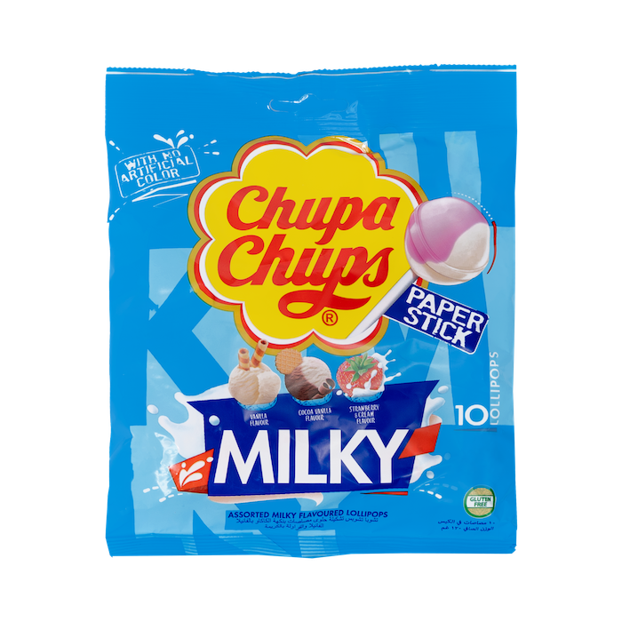 Chupa Chups Paper Stick 10 Lollipops Milky (120g)