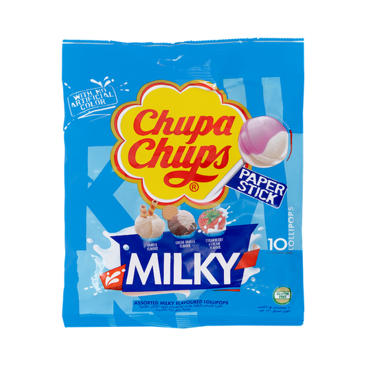 Chupa Chups Paper Stick 10 Lollipops Milky (120g)