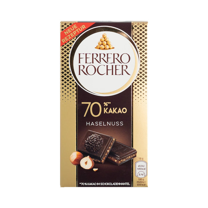 Ferrero Rocher 70% Dark Chocolate With Hazelnuts (90g)