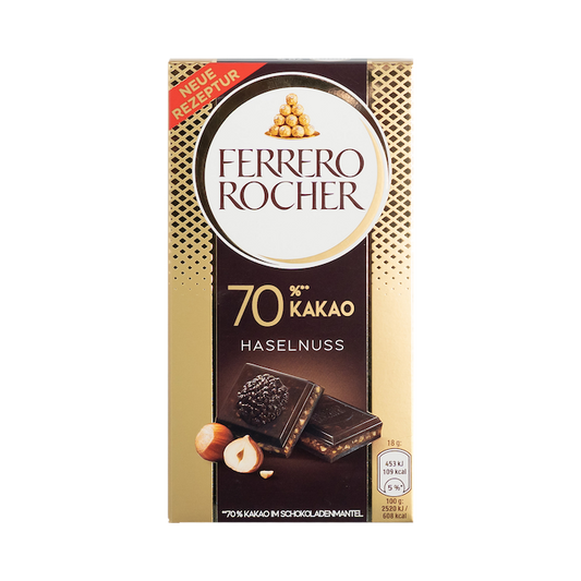 Ferrero Rocher 70% Dark Chocolate With Hazelnuts (90g)