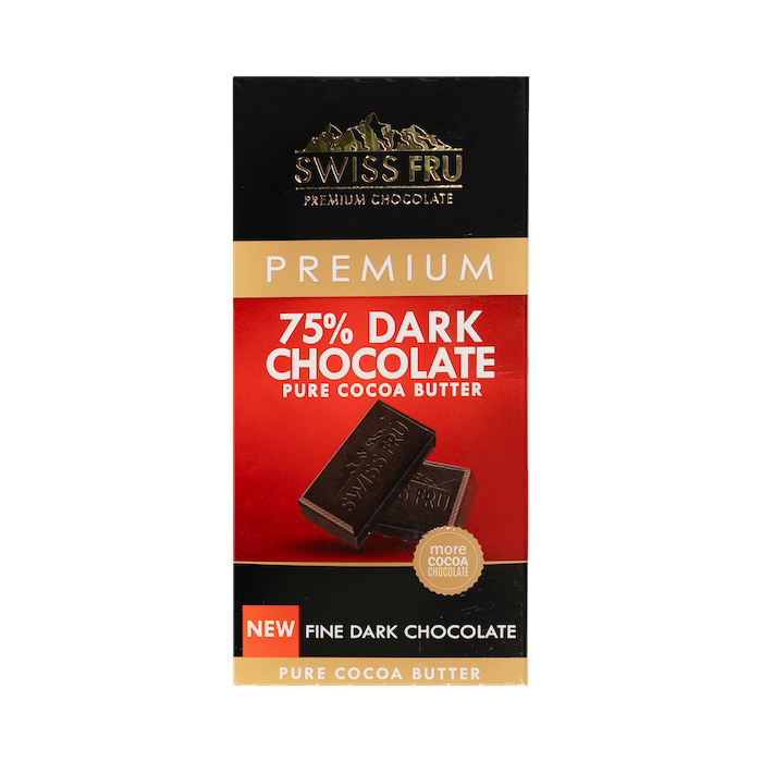 Swiss Fru Premium 75% Dark Chocolate (80g)